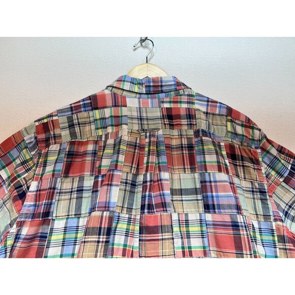 Lands' End Mens Button Down Shirt Summer Size XL Multi Patchwork Traditional Fit - Picture 12 of 13